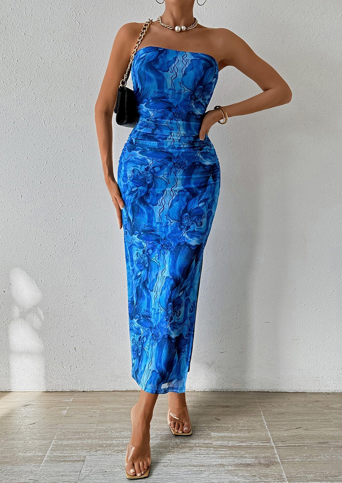 Floral Bodycon Maxi Dress - Strapless, Party - photo 30