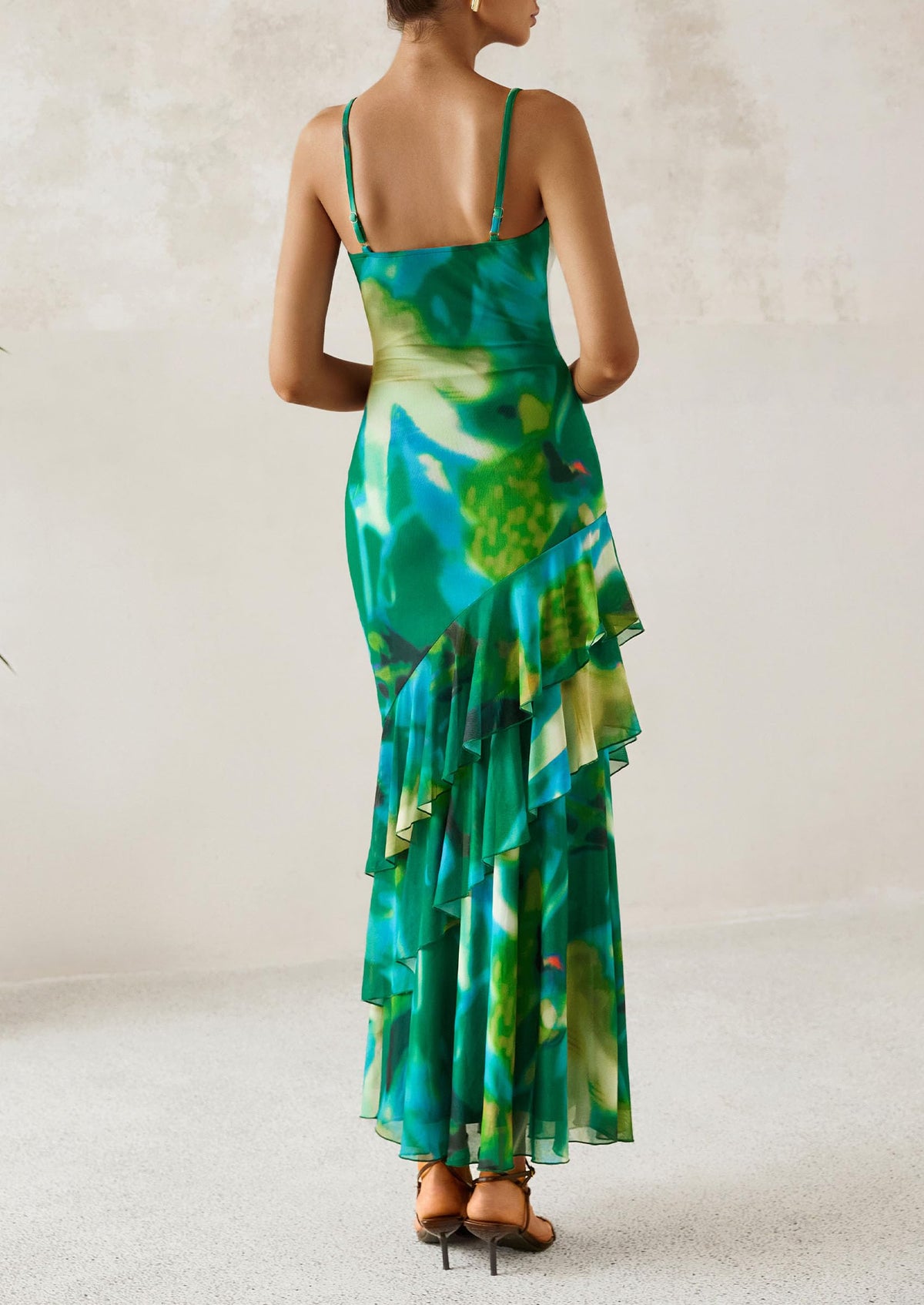 Floral Tiered Maxi Dress - Spaghetti Strap, Beach - photo 2