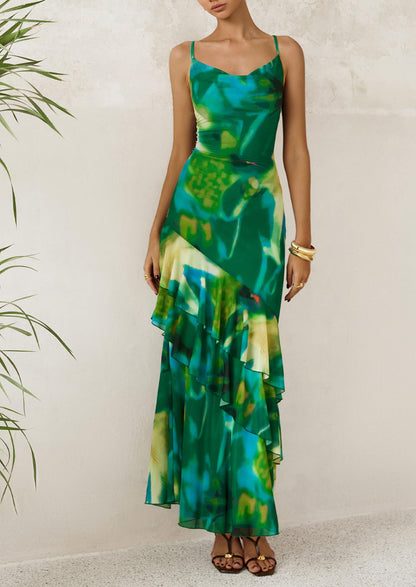 Floral Tiered Maxi Dress - Spaghetti Strap, Beach - photo 6
