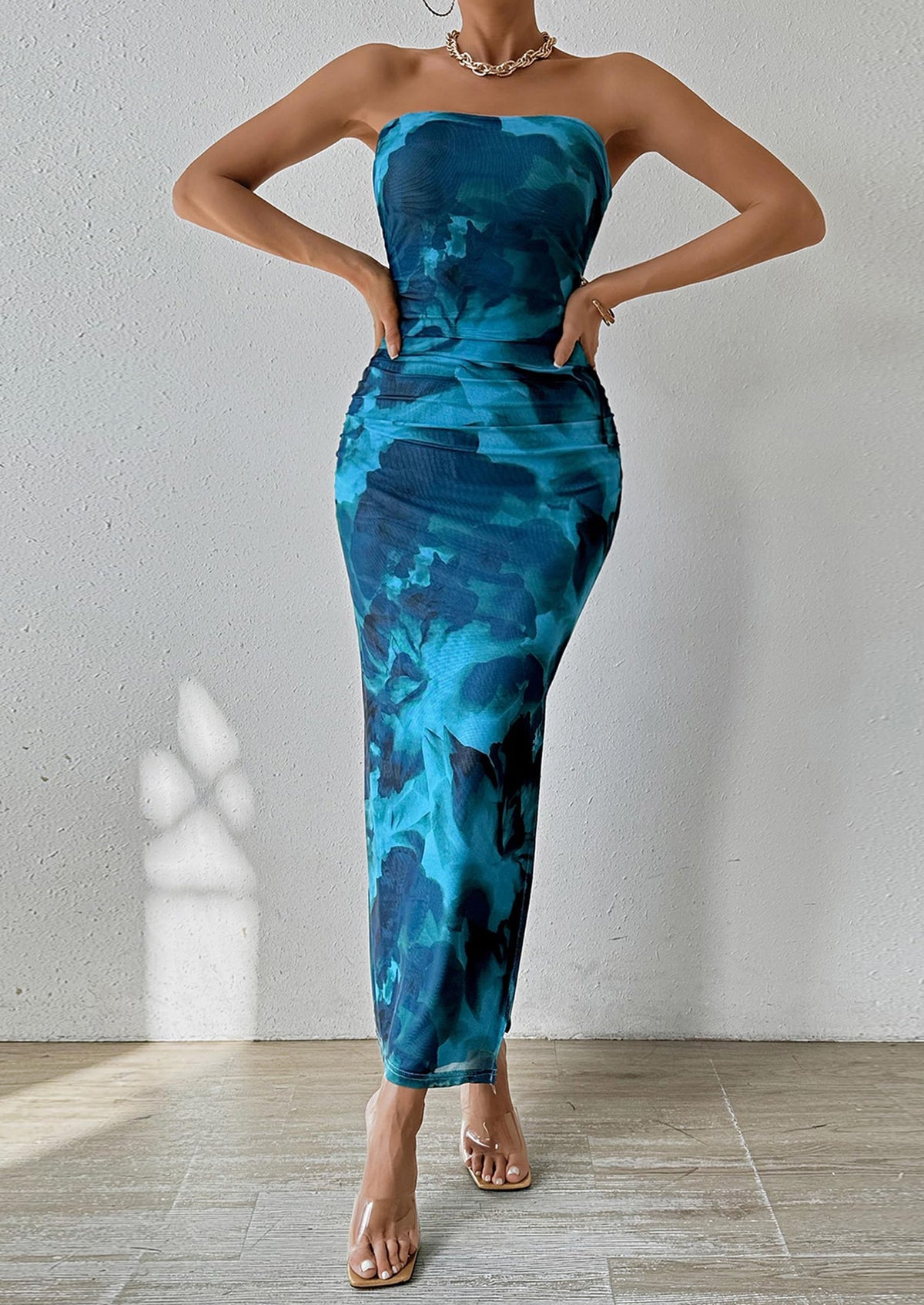 Floral Bodycon Maxi Dress - Strapless, Party - photo 34