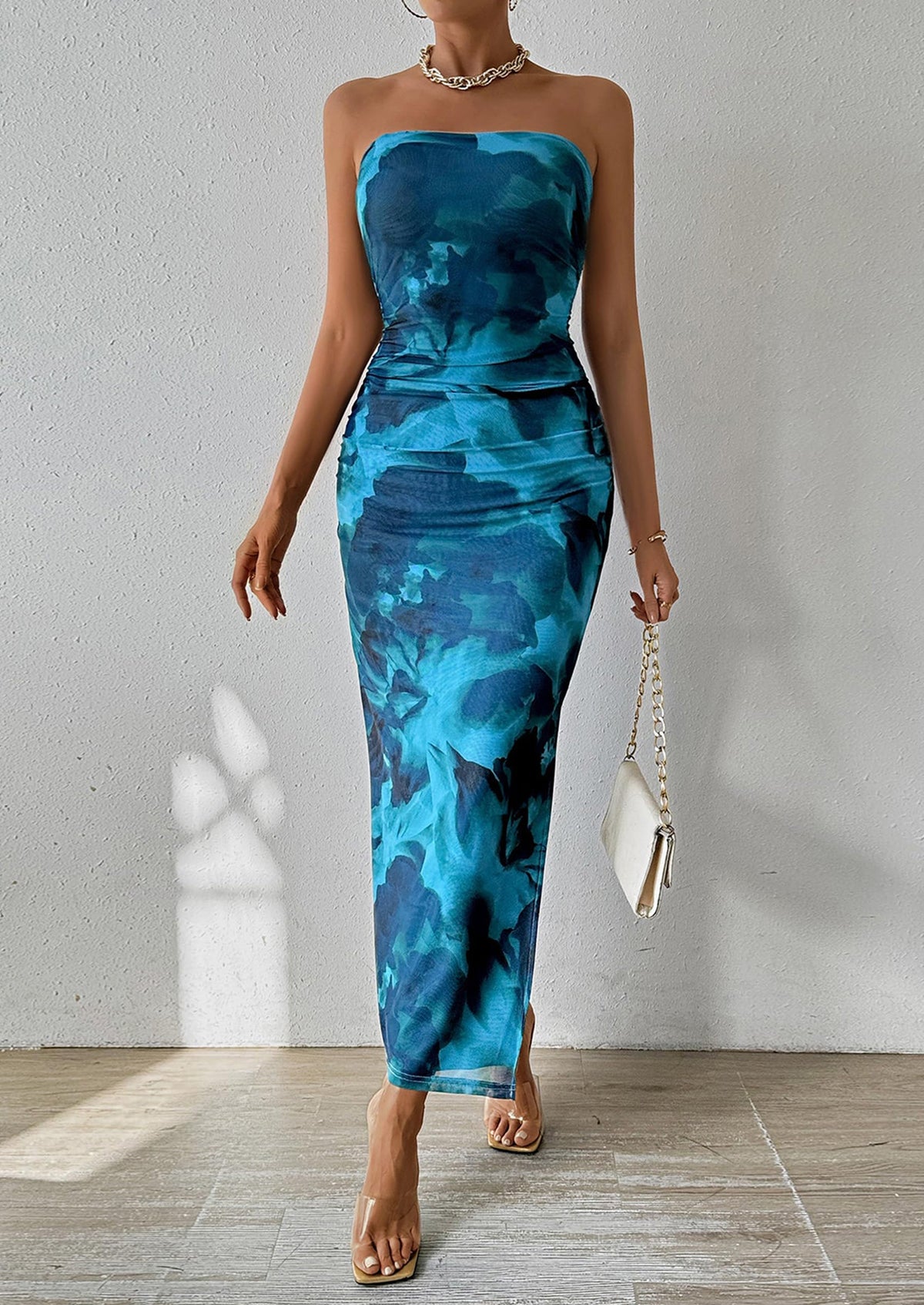 Floral Bodycon Maxi Dress - Strapless, Party - photo 36