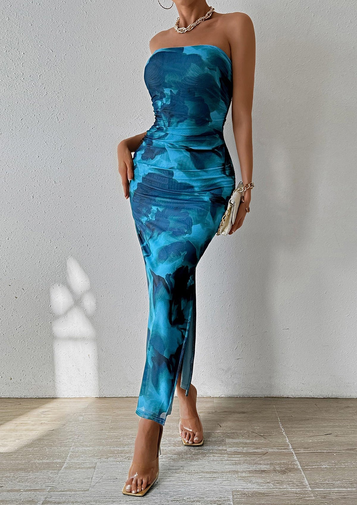 Floral Bodycon Maxi Dress - Strapless, Party - photo 37