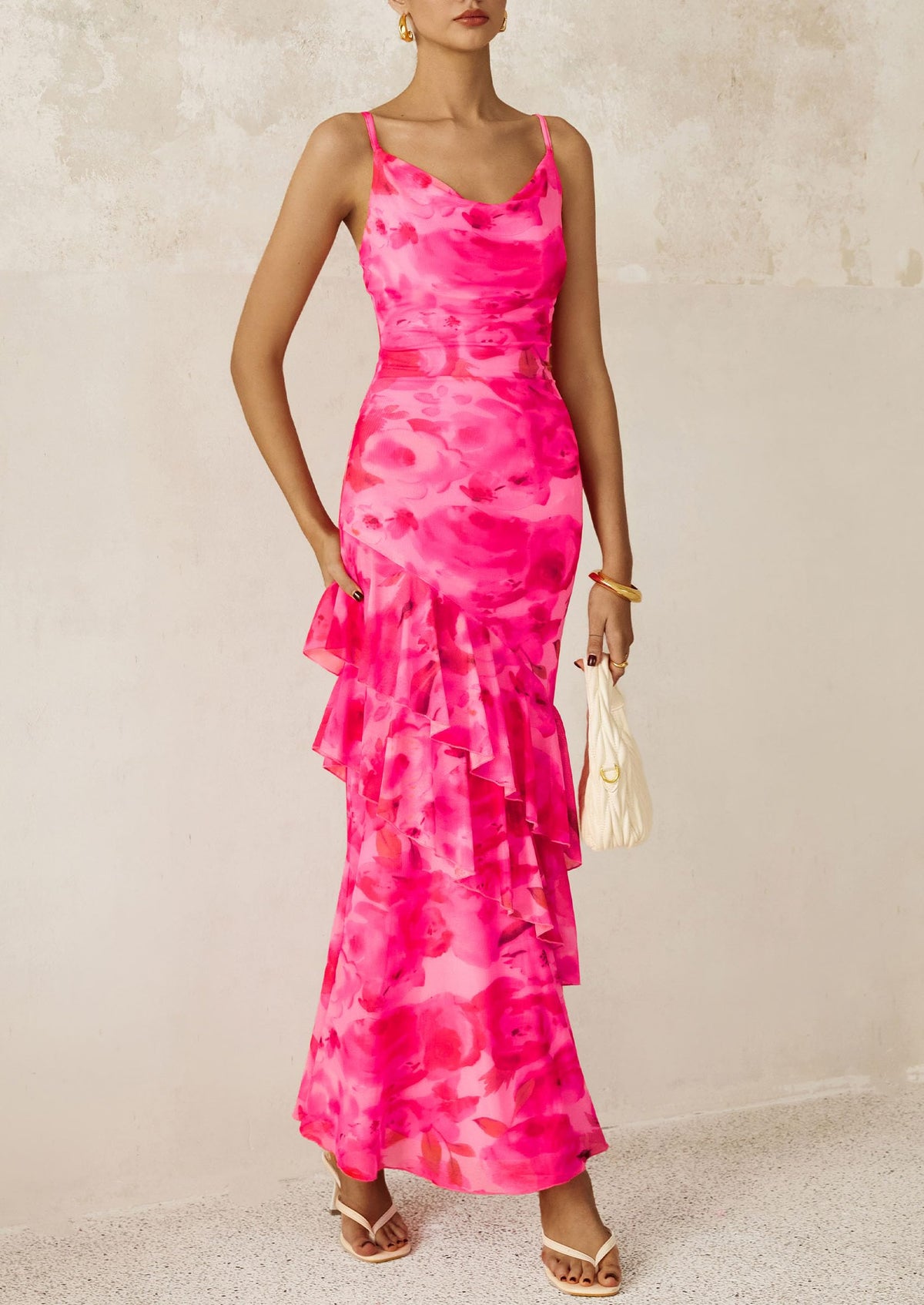 Floral Tiered Maxi Dress - Spaghetti Strap, Beach - photo 35