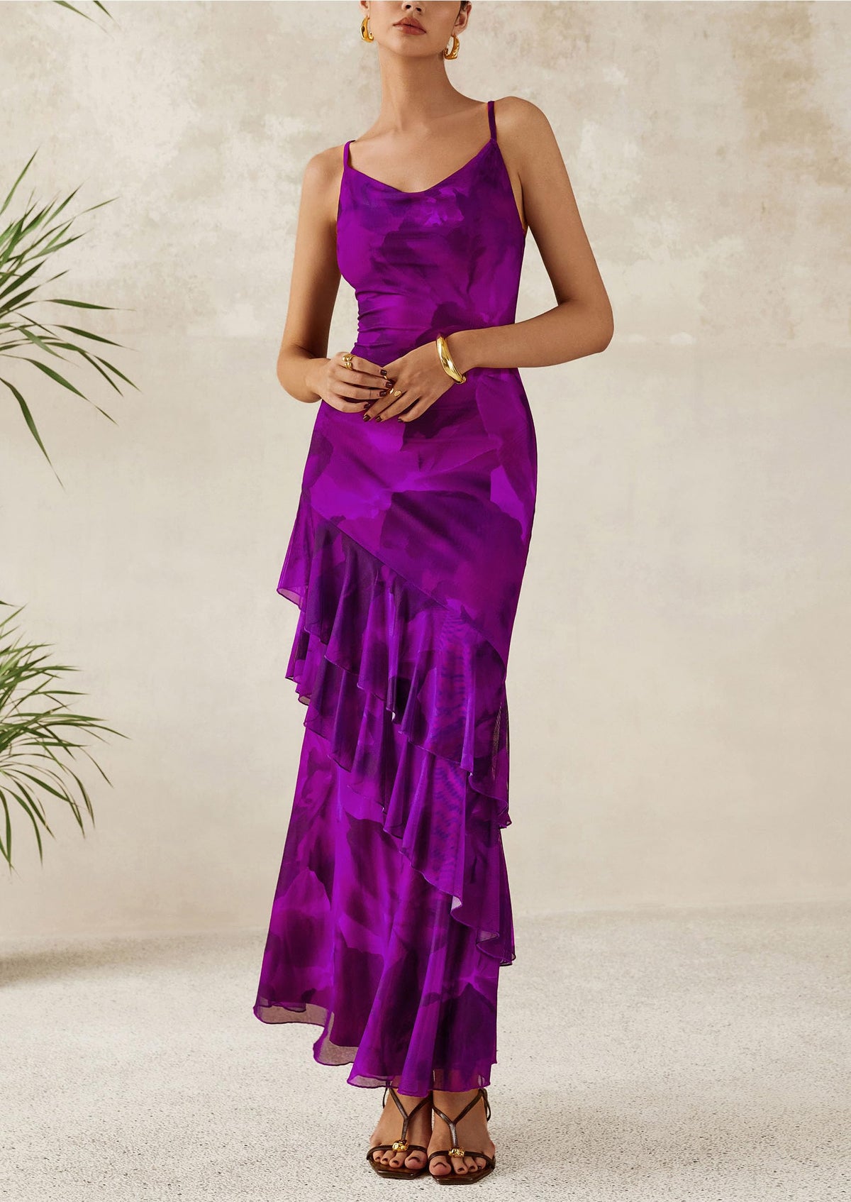 Floral Tiered Maxi Dress - Spaghetti Strap, Beach - photo 40