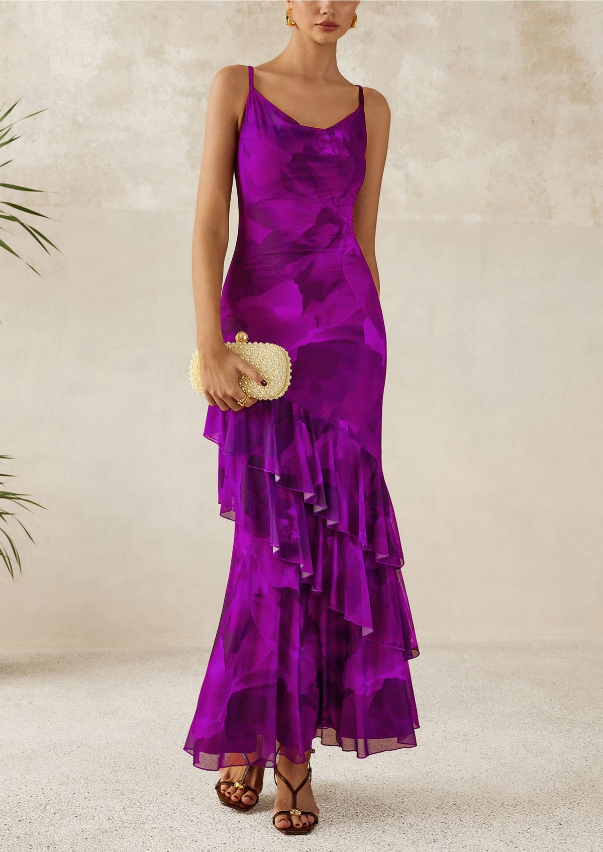 Floral Tiered Maxi Dress - Spaghetti Strap, Beach - photo 42