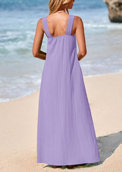Apricot Flowy Maxi Dress - Sleeveless, Casual - photo 58