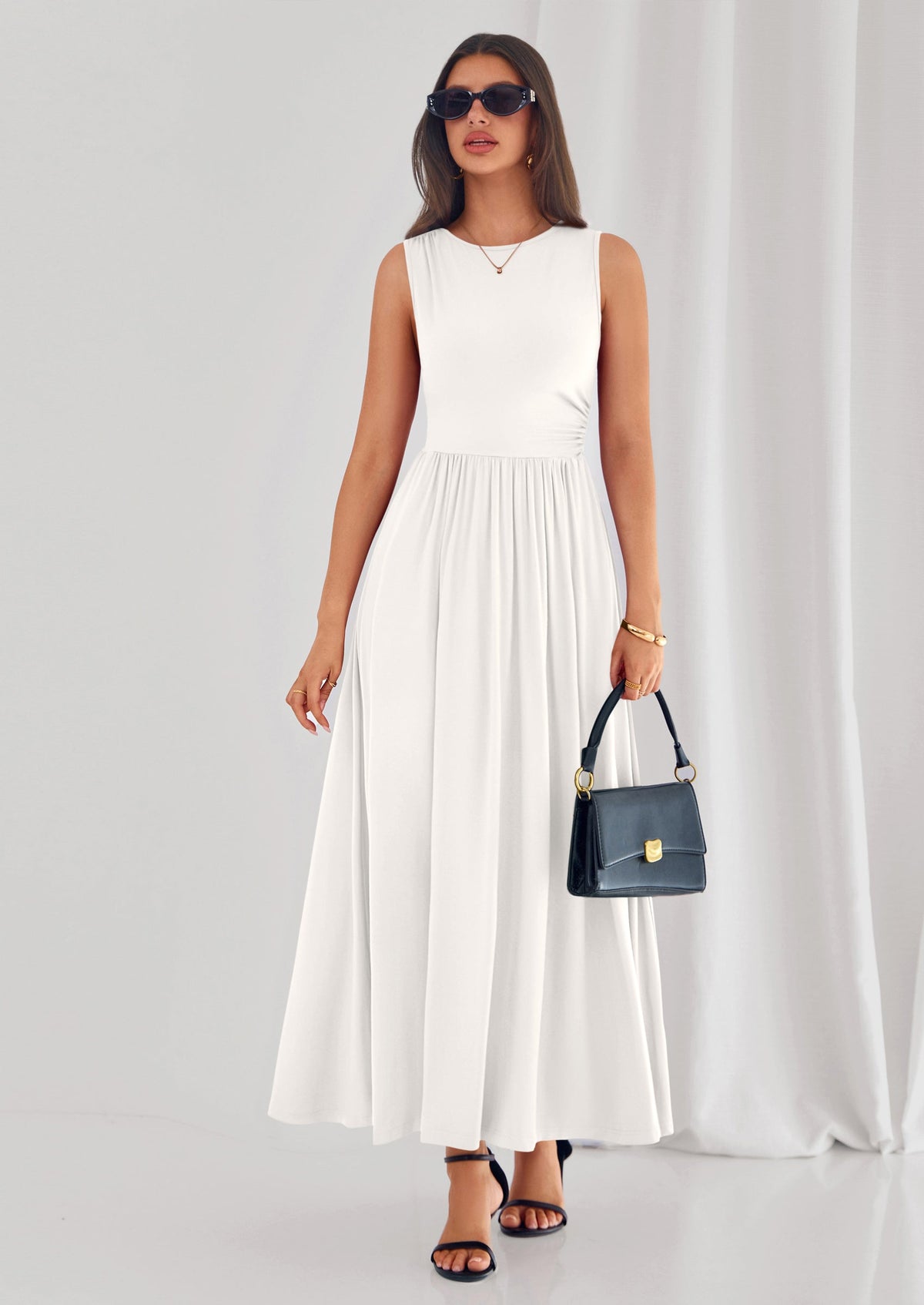A-Line Flowy Maxi Dress - Sleeveless, Crewneck, Casual - photo 37