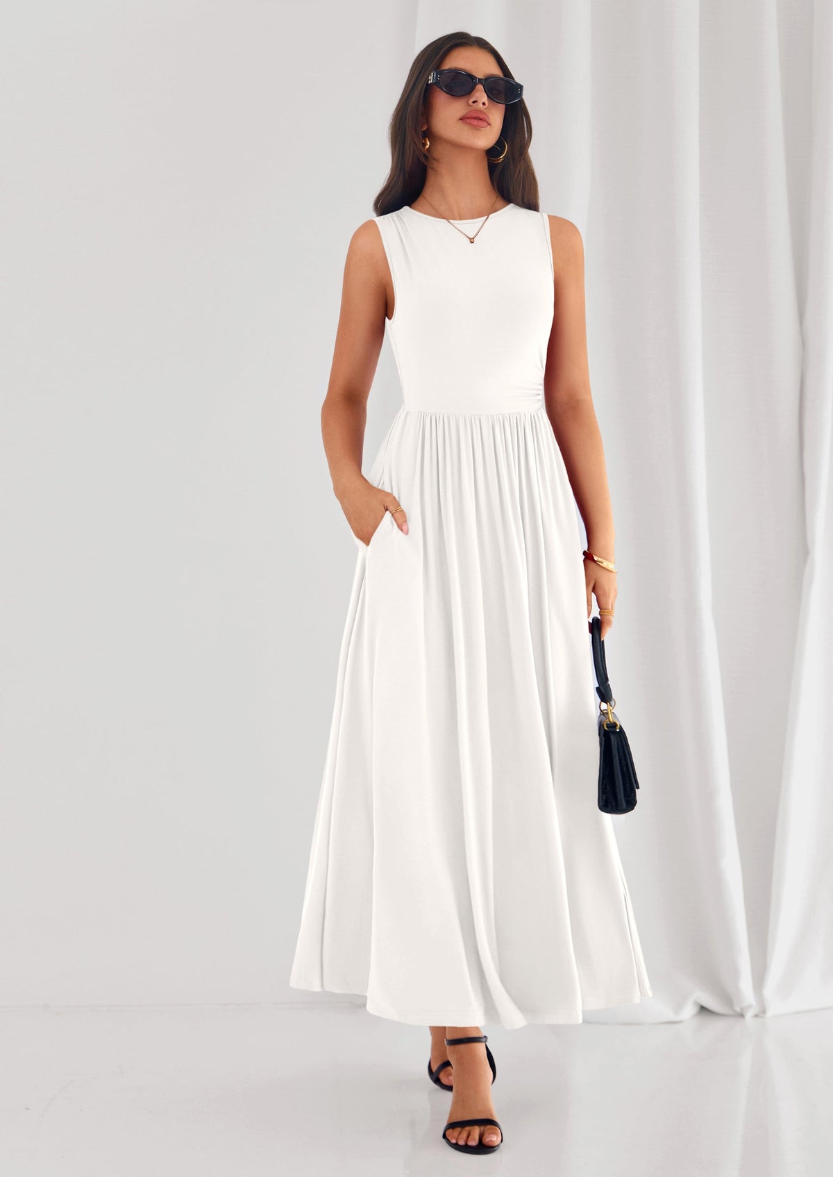 A-Line Flowy Maxi Dress - Sleeveless, Crewneck, Casual - photo 39