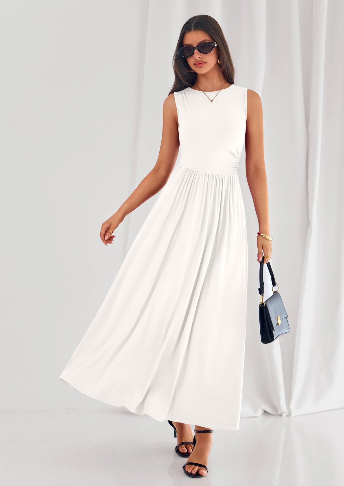 A-Line Flowy Maxi Dress - Sleeveless, Crewneck, Casual - photo 40