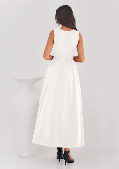 A-Line Flowy Maxi Dress - Sleeveless, Crewneck, Casual - photo 41