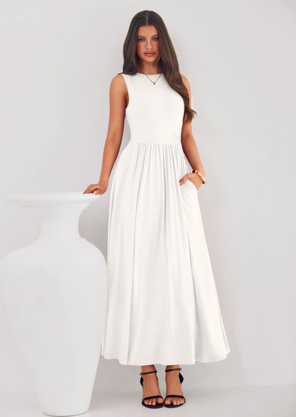 A-Line Flowy Maxi Dress - Sleeveless, Crewneck, Casual - photo 42