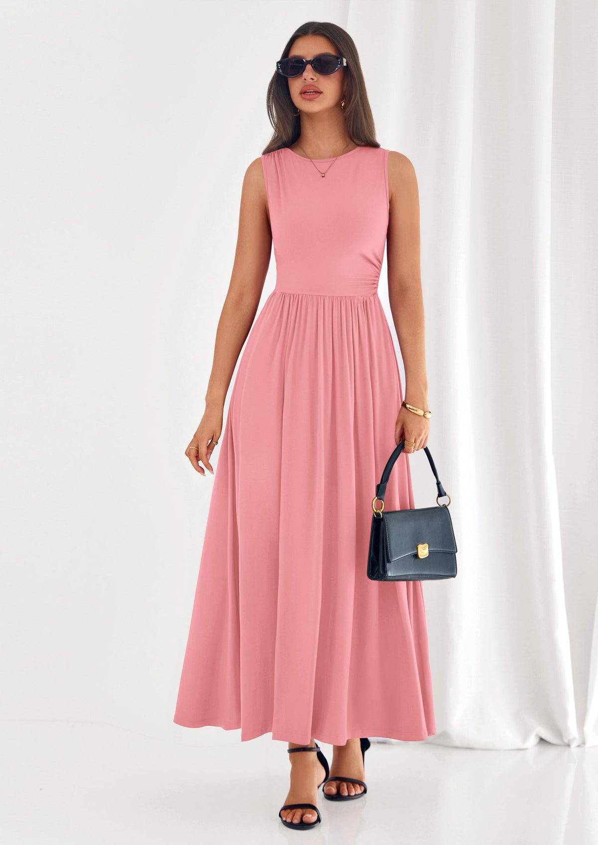 A-Line Flowy Maxi Dress - Sleeveless, Crewneck, Casual - photo 44