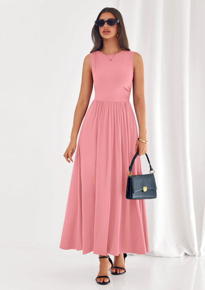 A-Line Flowy Maxi Dress - Sleeveless, Crewneck, Casual - photo 44