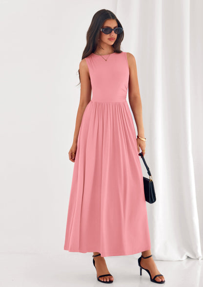 A-Line Flowy Maxi Dress - Sleeveless, Crewneck, Casual - photo 45
