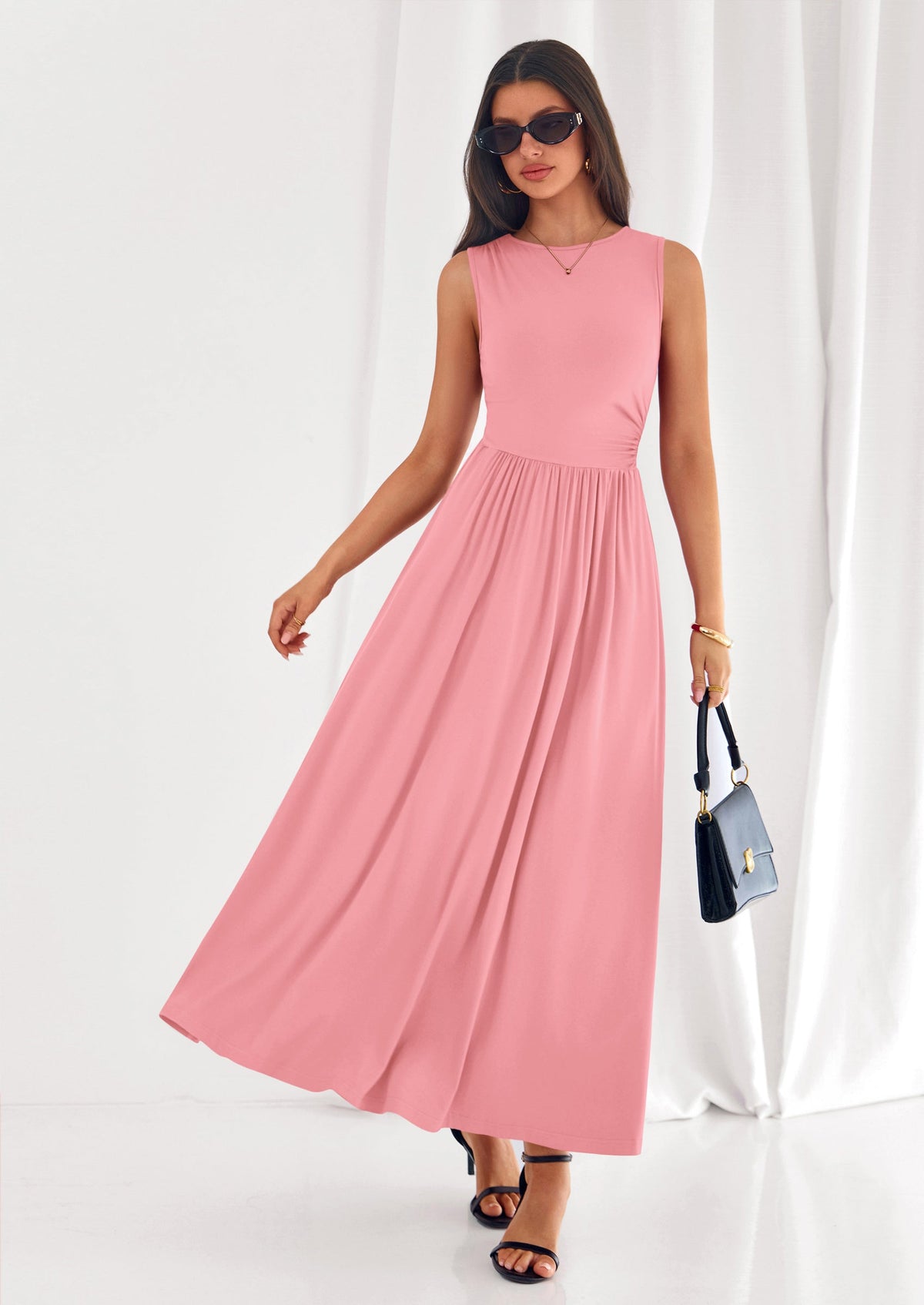 A-Line Flowy Maxi Dress - Sleeveless, Crewneck, Casual - photo 47