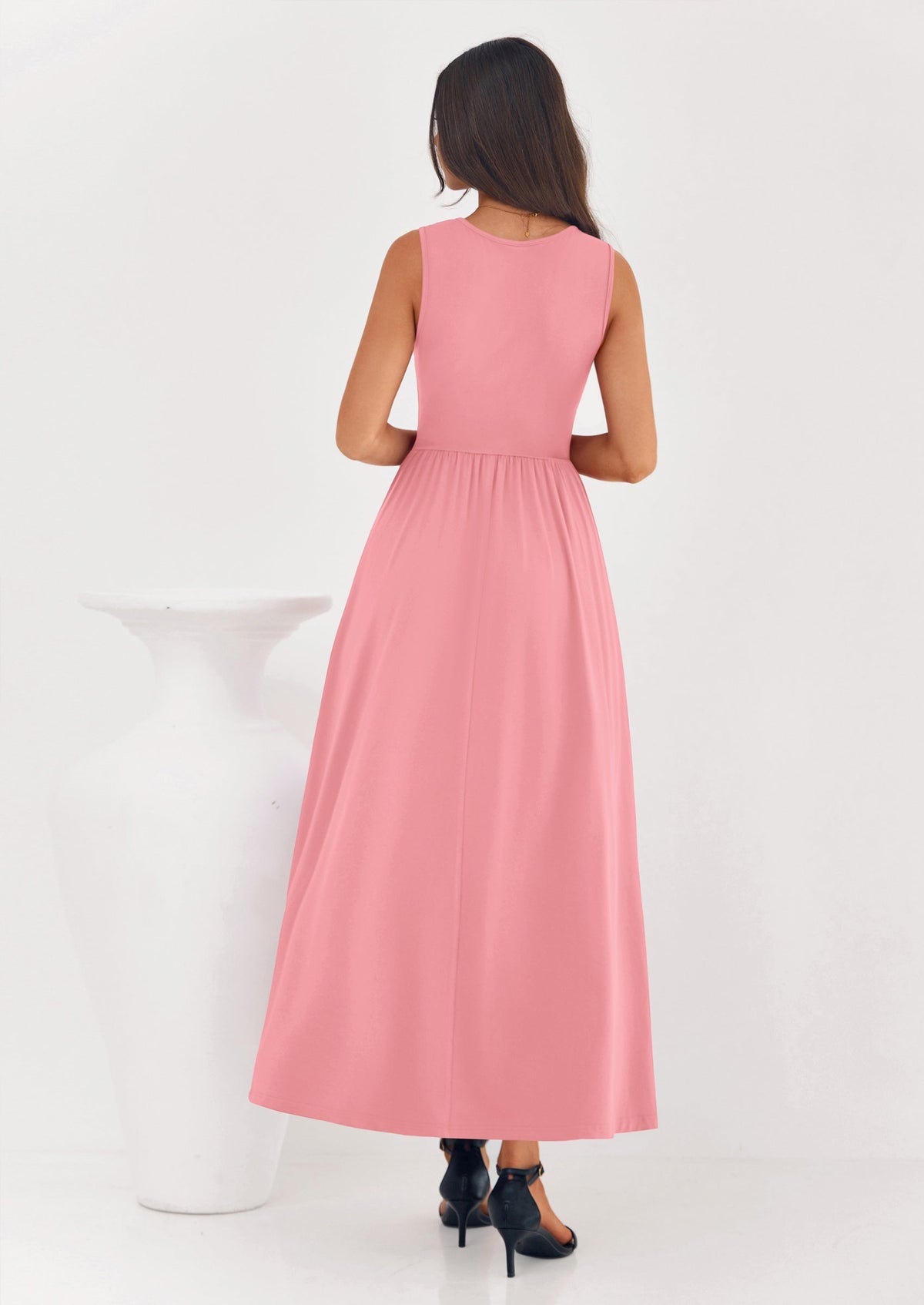 A-Line Flowy Maxi Dress - Sleeveless, Crewneck, Casual - photo 48