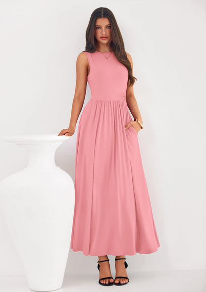A-Line Flowy Maxi Dress - Sleeveless, Crewneck, Casual - photo 49