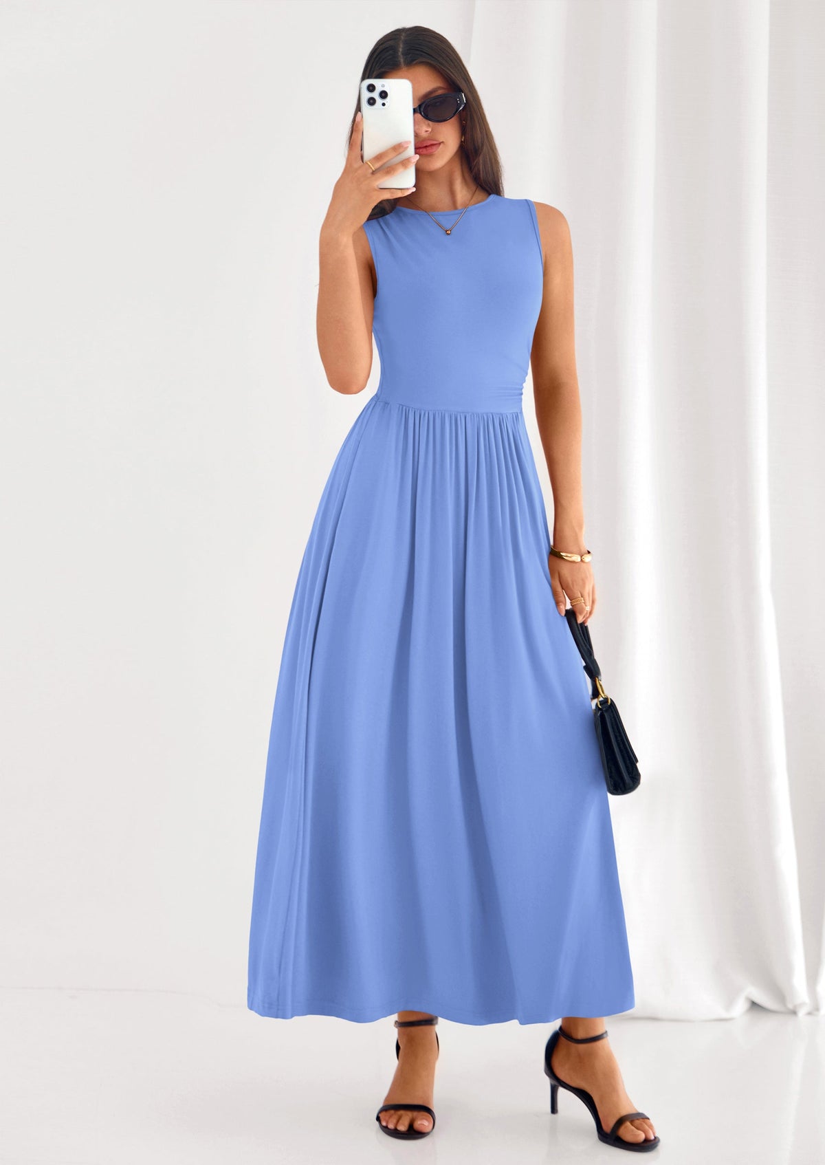 A-Line Flowy Maxi Dress - Sleeveless, Crewneck, Casual - photo 1