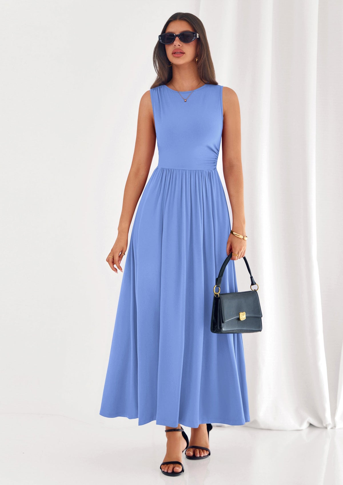 A-Line Flowy Maxi Dress - Sleeveless, Crewneck, Casual - photo 2