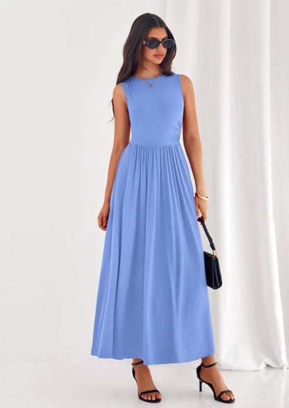A-Line Flowy Maxi Dress - Sleeveless, Crewneck, Casual - photo 3