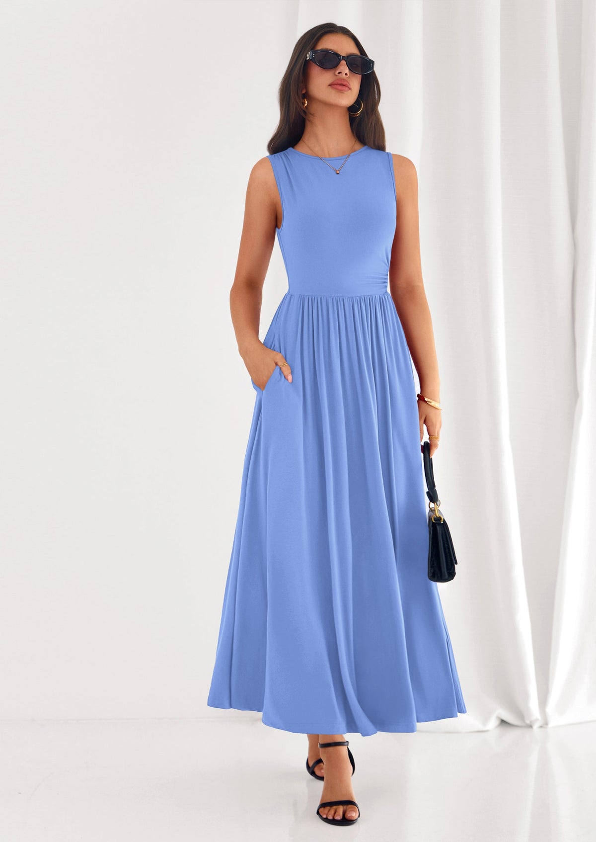 A-Line Flowy Maxi Dress - Sleeveless, Crewneck, Casual - photo 4