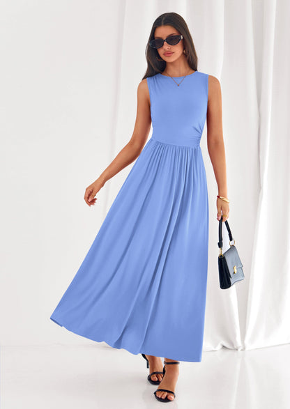 A-Line Flowy Maxi Dress - Sleeveless, Crewneck, Casual - photo 5