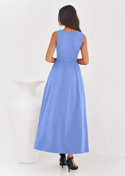 A-Line Flowy Maxi Dress - Sleeveless, Crewneck, Casual - photo 6