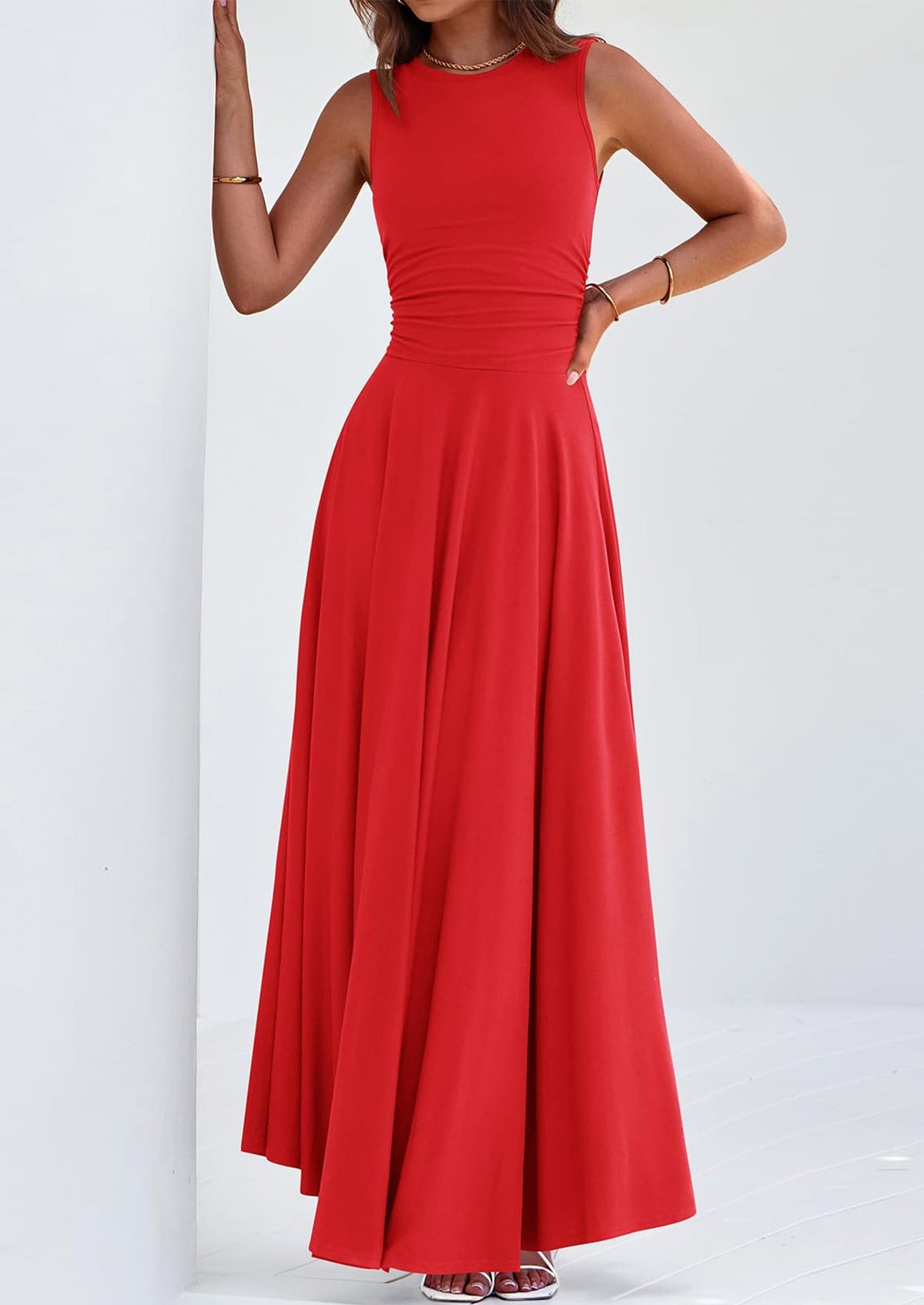 Flowy Maxi Dress - Sleeveless, Crewneck, Casual - photo 75