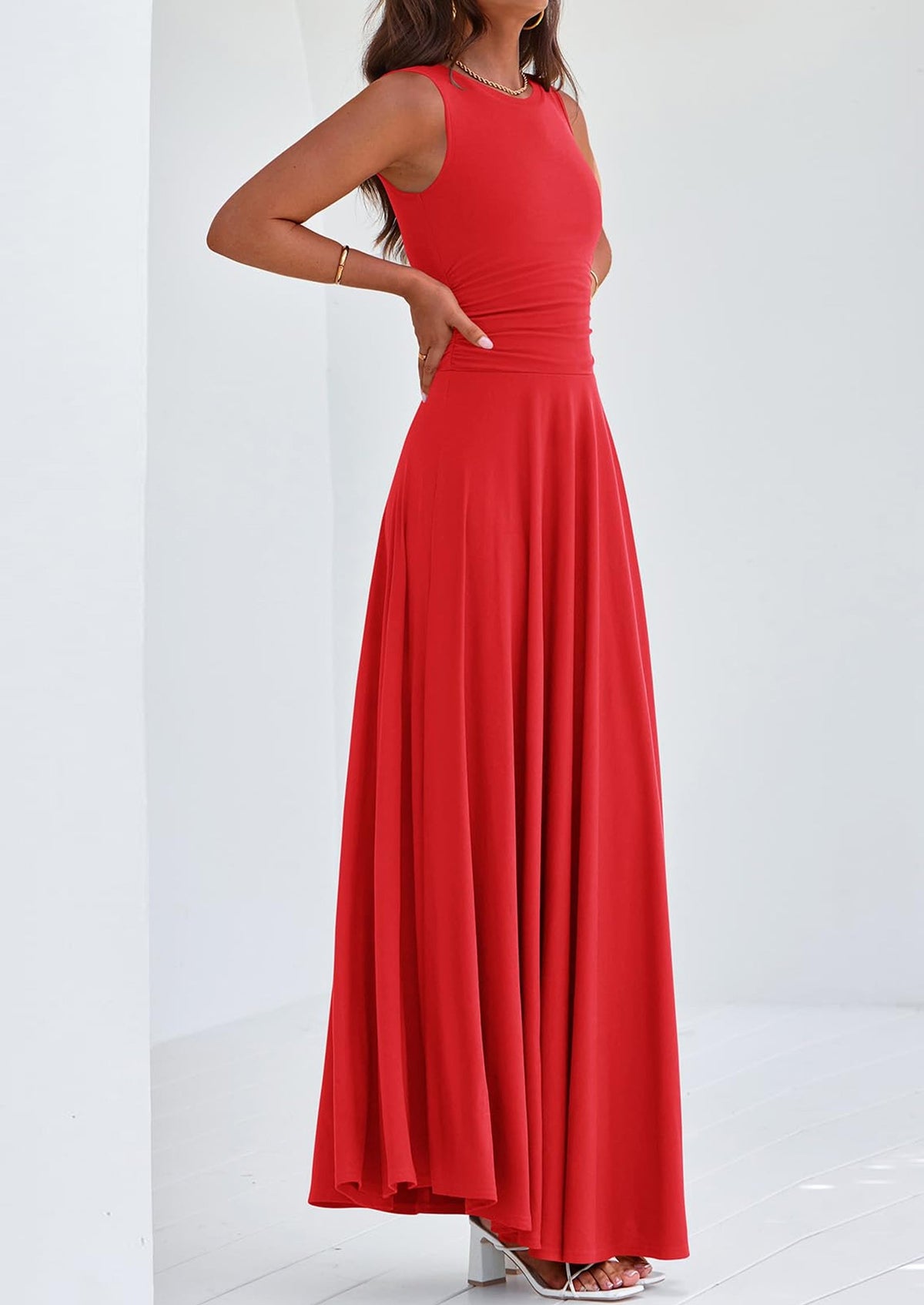 Flowy Maxi Dress - Sleeveless, Crewneck, Casual - photo 73