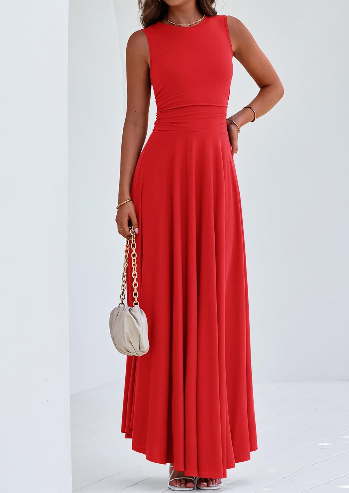 Flowy Maxi Dress - Sleeveless, Crewneck, Casual - photo 74