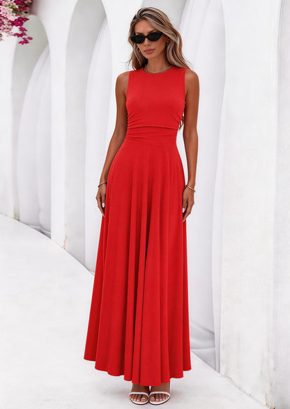 Flowy Maxi Dress - Sleeveless, Crewneck, Casual - photo 72