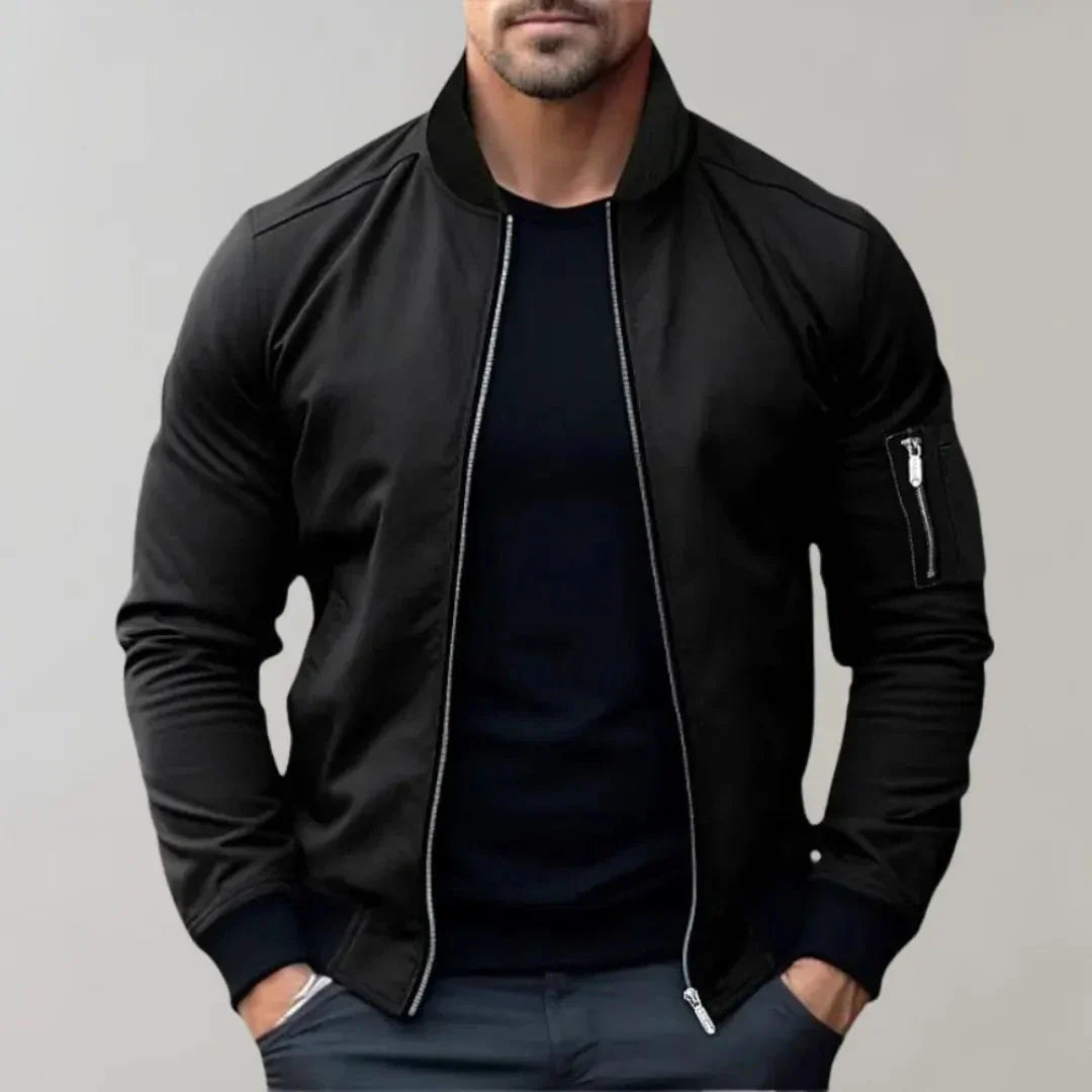 Men's slim fit lightweight bomber jacket full zip breathable SoftTouch polyester outerwear by Orsenvi