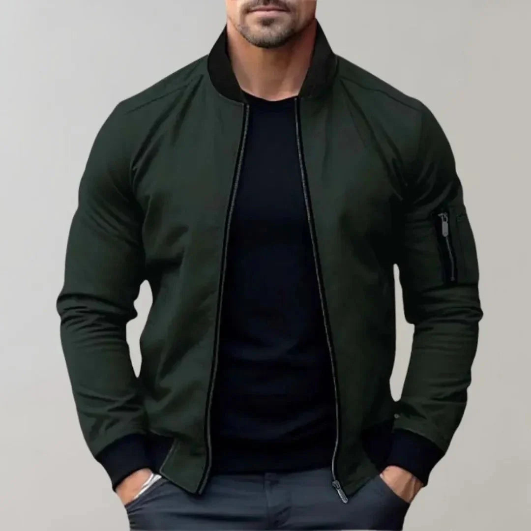 Men's slim fit lightweight bomber jacket full zip breathable SoftTouch polyester outerwear by Orsenvi
