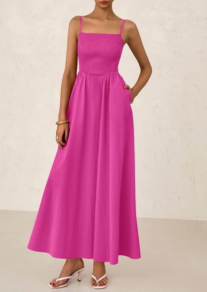 Smocked Swing Maxi Dress - Spaghetti Strap, Beach - photo 52