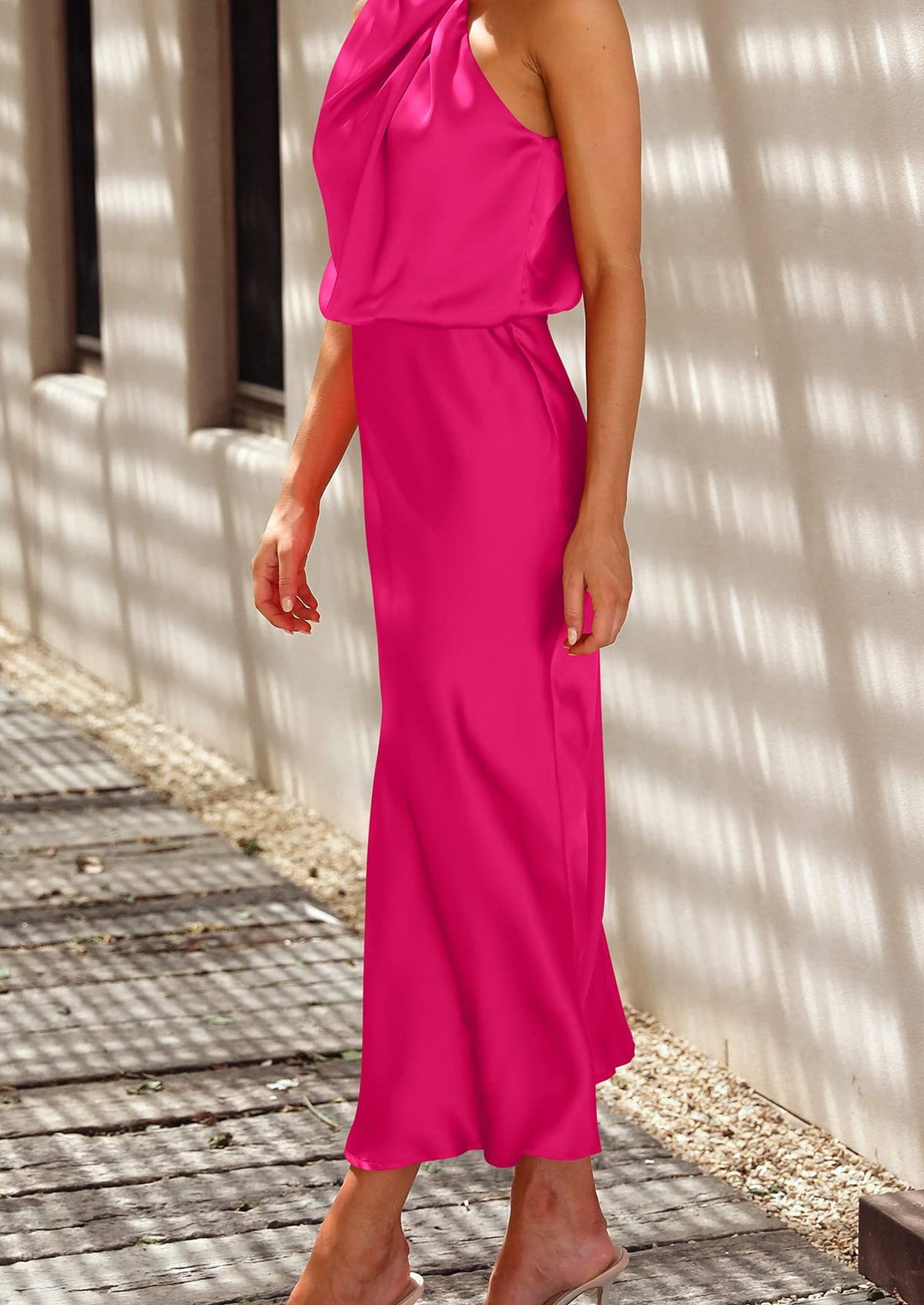 Satin Maxi Dress - Sleeveless, Mock Neck, Cocktail - photo 119