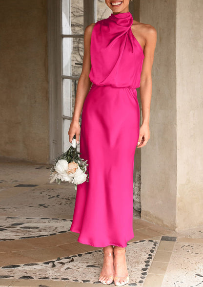 Satin Maxi Dress - Sleeveless, Mock Neck, Cocktail - photo 120