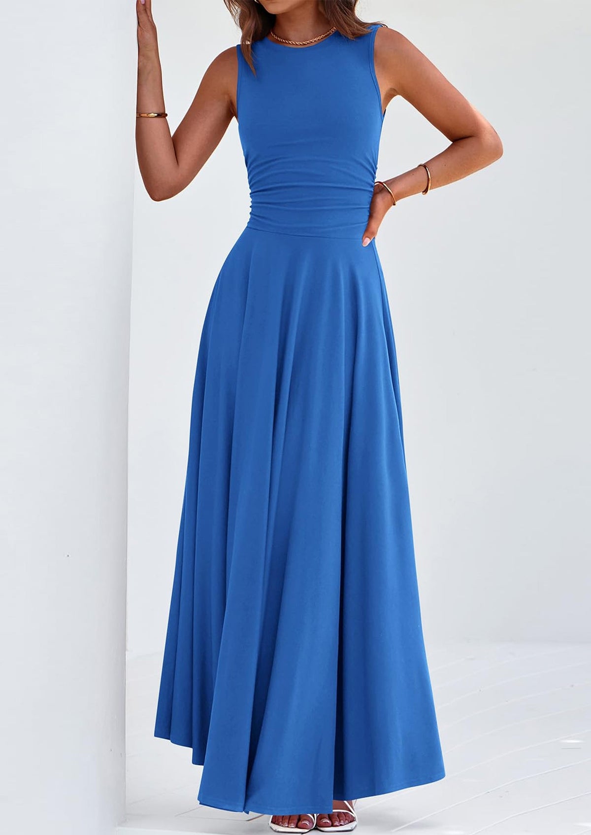 Flowy Maxi Dress - Sleeveless, Crewneck, Casual - photo 80