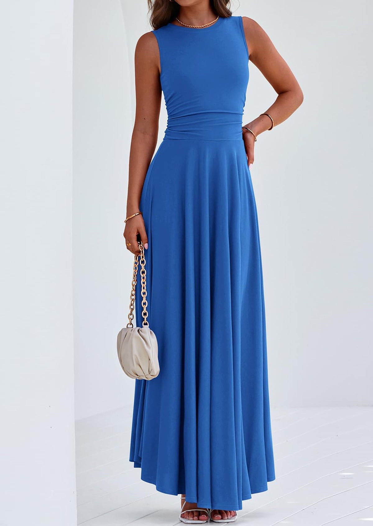 Flowy Maxi Dress - Sleeveless, Crewneck, Casual - photo 79