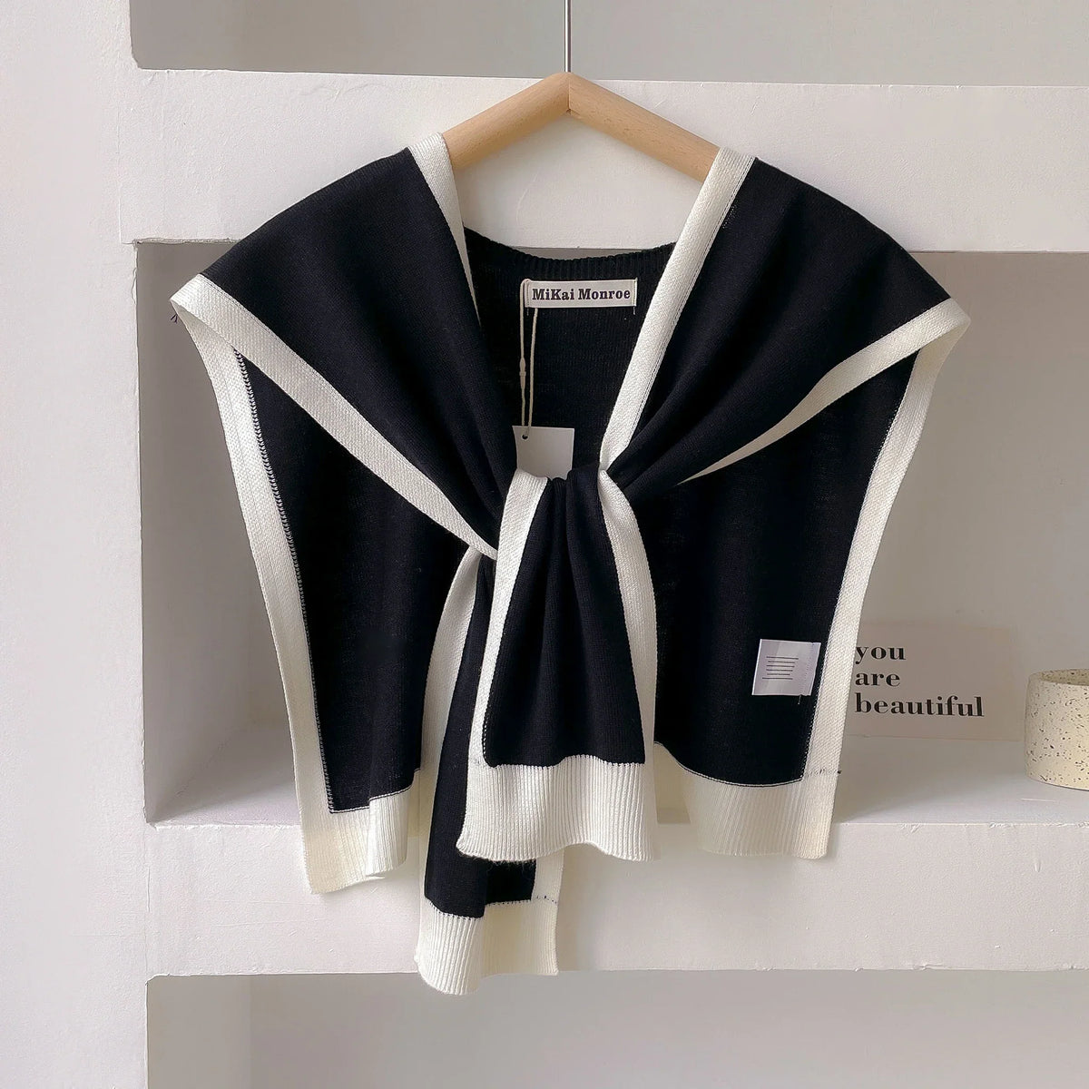 Orsenvi Emma Striped Knit Shoulder Shawl