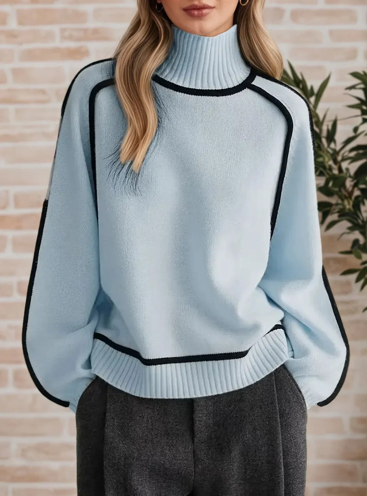 Soft elegant ruby red women's sweater with flattering refined silhouette and ultra-comfortable cozy fit