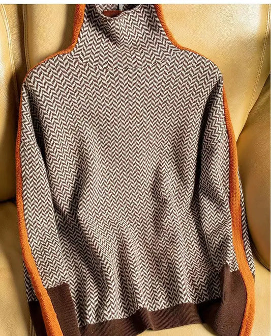 Herringbone Luxe Turtleneck