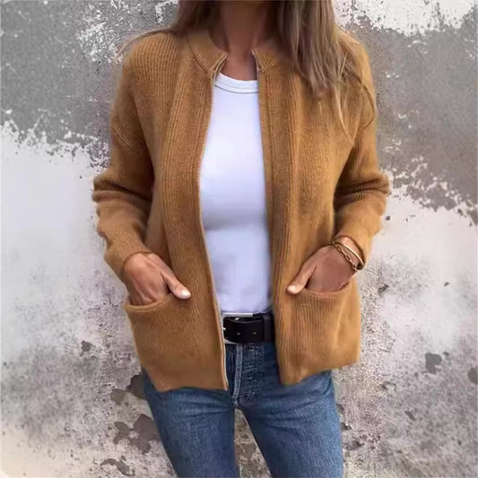 Orsenvi Women's Stand Collar Knit Jacket