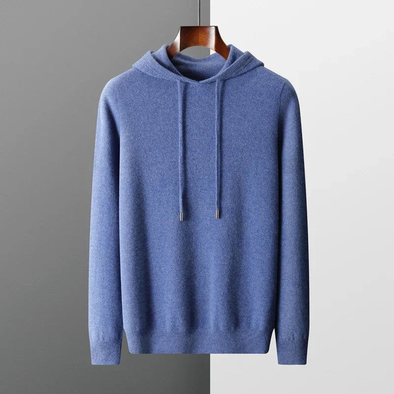 Castillo merino wool pullover hoodie in neutral tone, slim tailored fit with cashmere-like softness