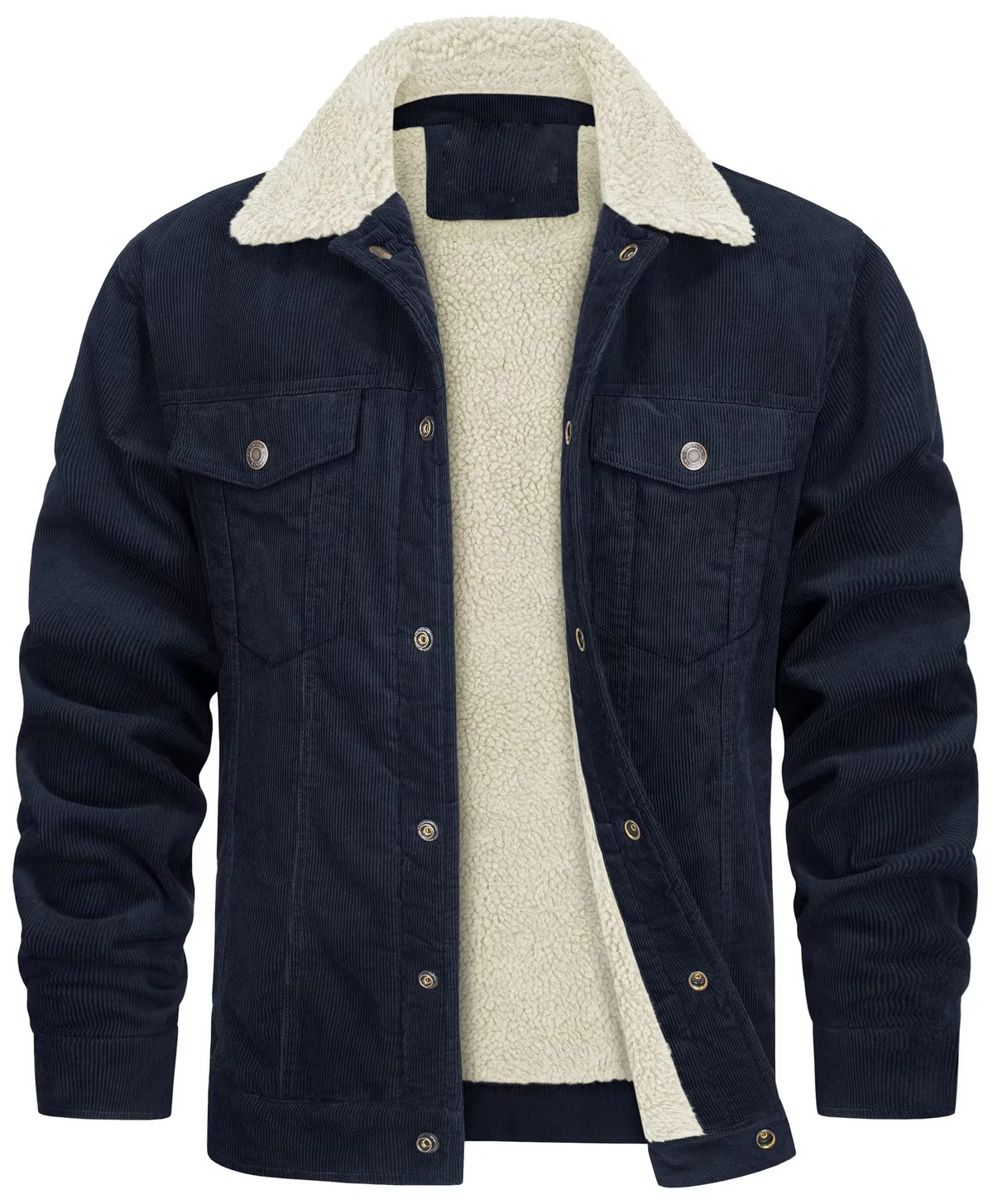 Orsenvi Men's Navy Corduroy Fleece Lined Winter Jacket