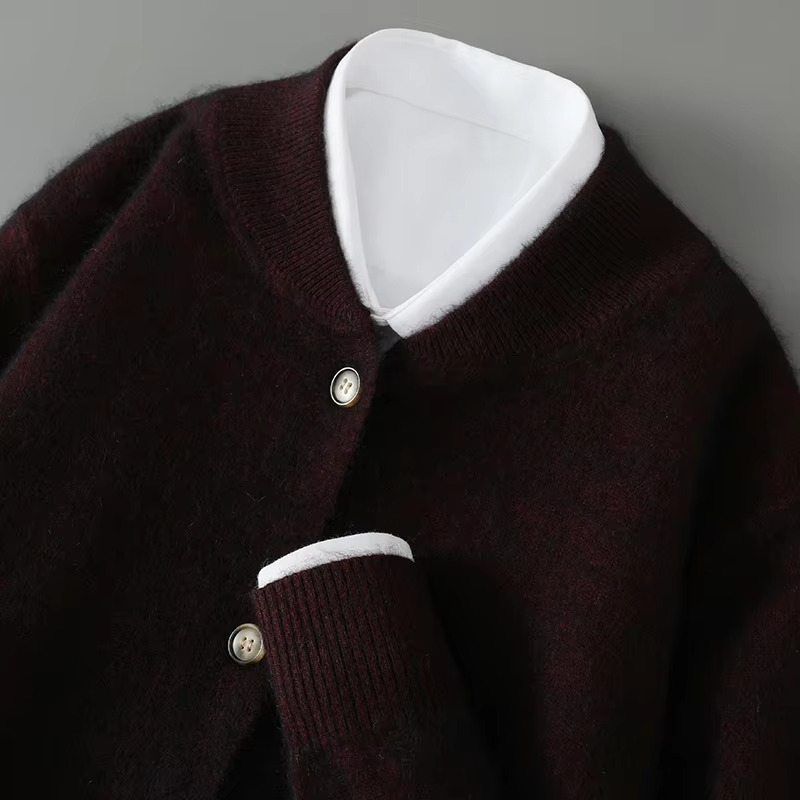 Orsenvi Men's Cashmere Stand Collar Sweater