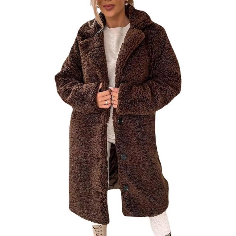 Orsenvi Women's Faux Fur Trench Oversized Coat