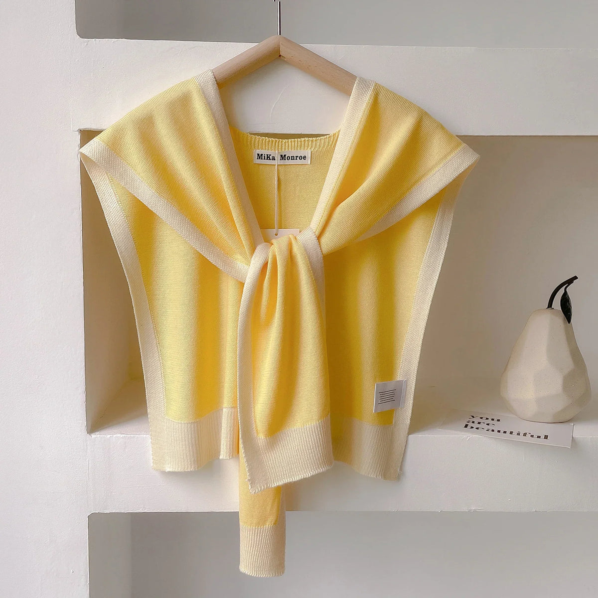 Emma striped knit shoulder shawl lightweight breathable wrap versatile spring autumn layering piece