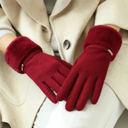 Harper Fitted Gloves | Fur Trim Strap Detail Gloves