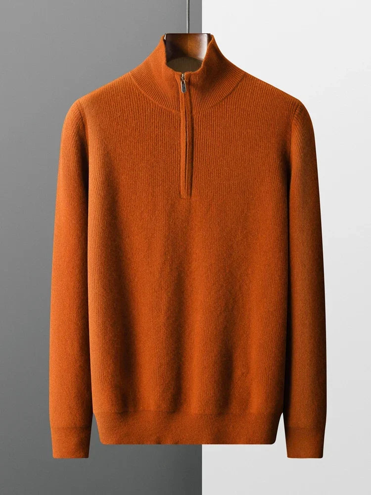Orsenvi Men's Merino Master Quarter Zip Mock Neck Pullover