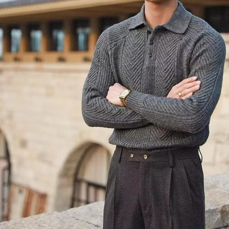 Orsenvi Men's Long Sleeve Vintage Sweater